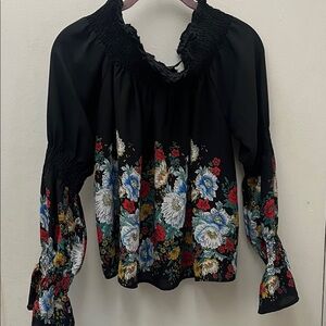 Forever 21 Black Floral Blouse